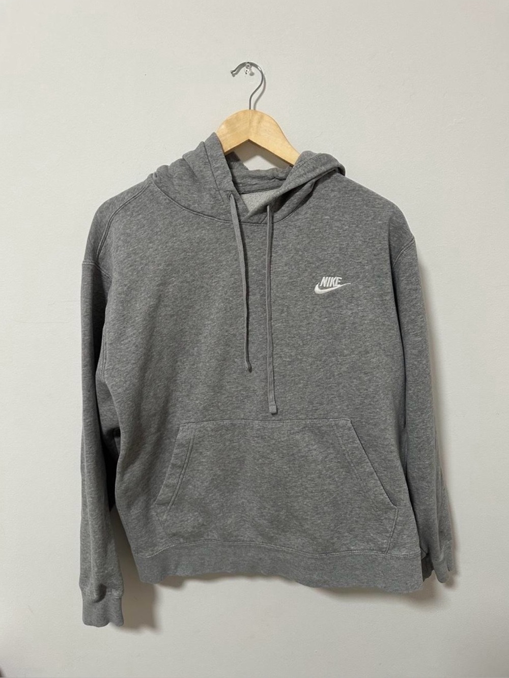 Nike Gray Men's Pullover Hoodie with White Logo